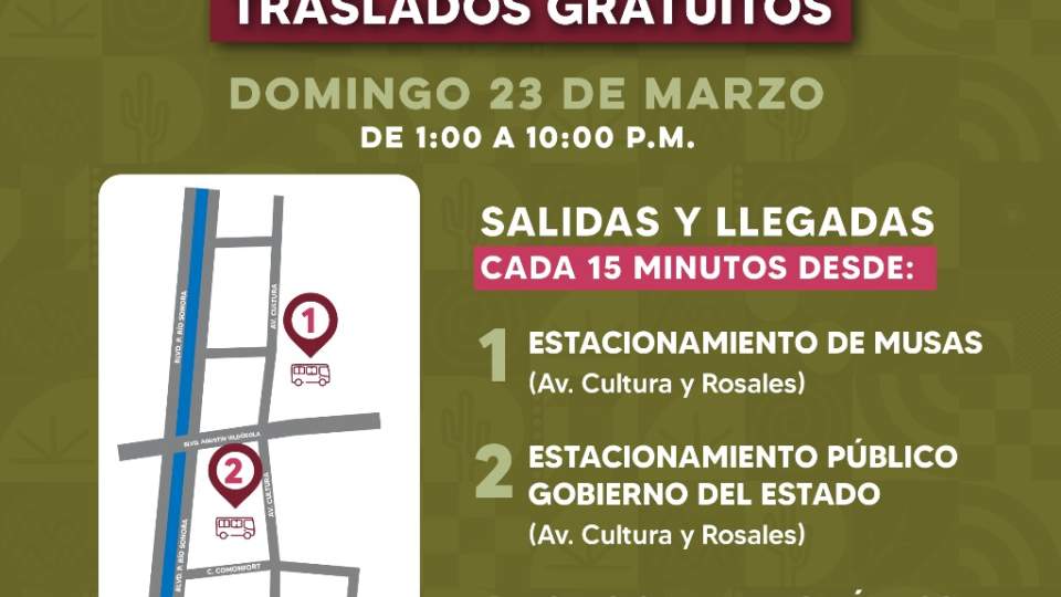 Gobierno de Sonora facilitará traslados gratuitos a la inauguración de La Sauceda en Hermosillo